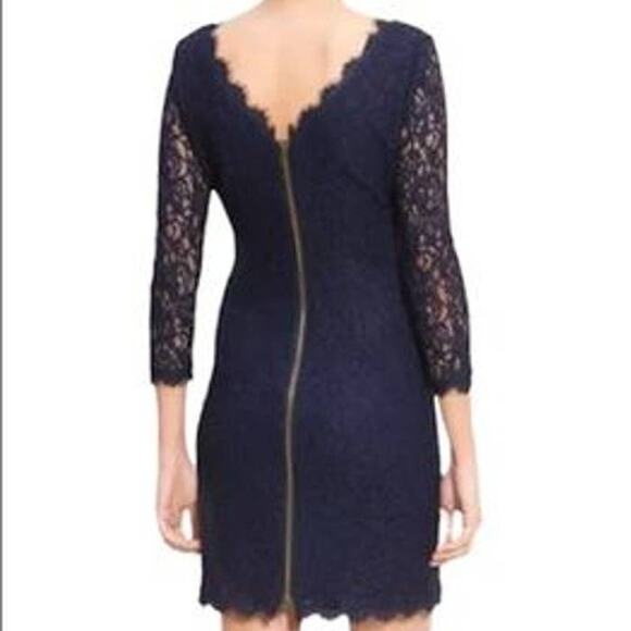 Adrianna Papell Blue Lace Formal Mini Dress Size 6 - Picture 10 of 12